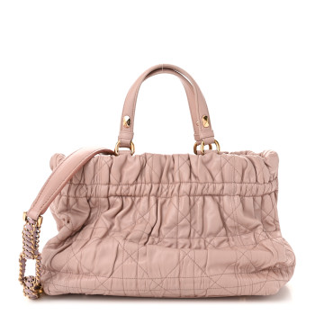 CHRISTIAN DIOR Gaufre Lambskin Cannage Delices Tote Poudre