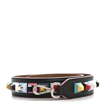 FENDI Vitello Dolce Plexiglass Bi-Color Studded Strap You Black Brownie Multicolor