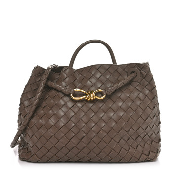 BOTTEGA VENETA Nappa Intrecciato Medium Andiamo Shoulder Bag Taupe Grey BOTTEGA VENETA Nappa Intrecciato Medium Andiamo Shoulder Bag Taupe Grey