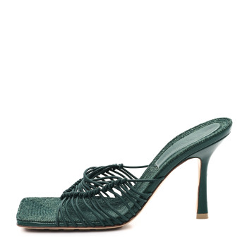 BOTTEGA VENETA Raffia Elasticized Stretch Mule Sandals 37.5 Emerald Green BOTTEGA VENETA Raffia Elasticized Stretch Mule Sandals 37.5 Emerald Green