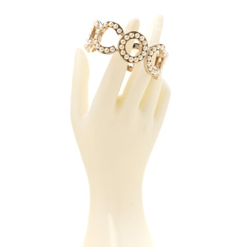 CHANEL Crystal CC Coco Cuff Bracelet S Gold White CHANEL Crystal CC Coco Cuff Bracelet S Gold White