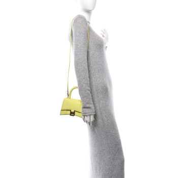 BALENCIAGA Shiny Box Calfskin Hourglass Top Handle Bag XS Lime