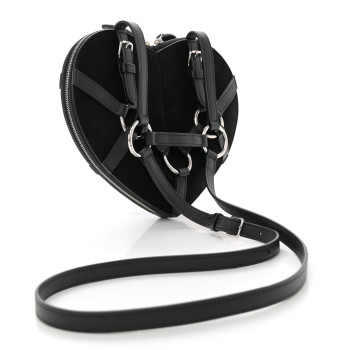 ALAIA Suede Goatskin Harness Le Coeur Bag Black