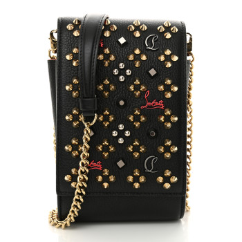 CHRISTIAN LOUBOUTIN Calfskin Spikes Loubinthesky Paloma Crossbody Phone Case Black Multicolor CHRISTIAN LOUBOUTIN Calfskin Spikes Loubinthesky Paloma Crossbody Phone Case Black Multicolor