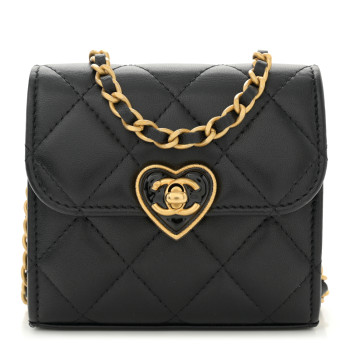 CHANEL Lambskin Plexiglass Quilted Coco Love Clutch With Chain Black CHANEL Lambskin Plexiglass Quilted Coco Love Clutch With Chain Black