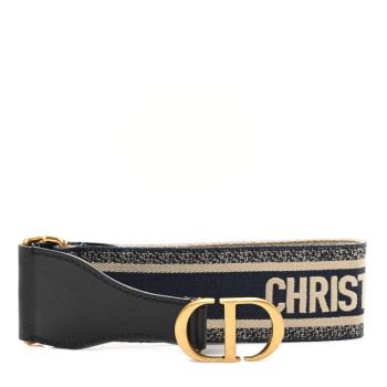 CHRISTIAN DIOR Canvas Embroidered Book Belt 75 30 Bleu