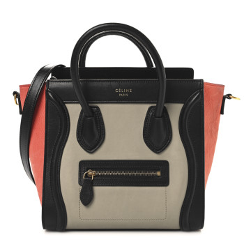 CELINE Smooth Calfskin Nubuck Nano Tri-Color Luggage Beige CELINE Smooth Calfskin Nubuck Nano Tri-Color Luggage Beige