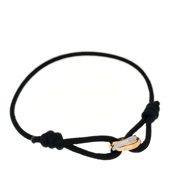 CARTIER 18K Pink Yellow White Gold Trinity Adjustable Cord Bracelet Black