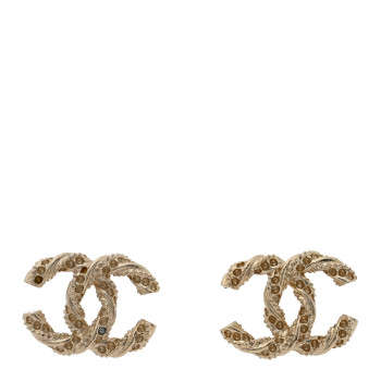CHANEL Crystal Twisted CC Earrings Gold CHANEL Crystal Twisted CC Earrings Gold