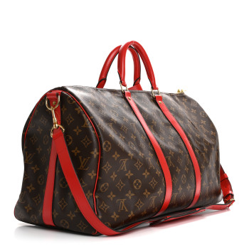 LOUIS VUITTON Calfskin Monogram Keepall Bandouliere 50 Coquelicot LOUIS VUITTON Calfskin Monogram Keepall Bandouliere 50 Coquelicot