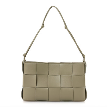 BOTTEGA VENETA Calfskin Maxi Intrecciato Cassette Pouch On Strap Travertine BOTTEGA VENETA Calfskin Maxi Intrecciato Cassette Pouch On Strap Travertine