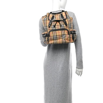 BURBERRY Nylon Vintage Check Medium Rucksack Backpack Antique Yellow