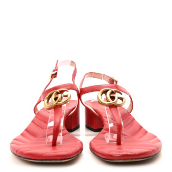 GUCCI Nappa Matelasse Double G 35mm Thong Sandals 38 Maple Red