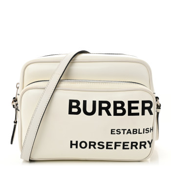 BURBERRY Coated Canvas Horseferry Print Medium Camera Bag White