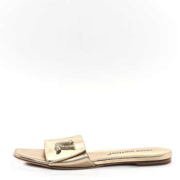 LOUIS VUITTON Metallic Calfskin Shake Flat Sandal 40 Gold LOUIS VUITTON Metallic Calfskin Shake Flat Sandal 40 Gold
