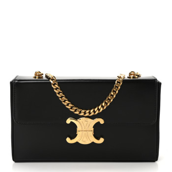 CELINE Shiny Calfskin Triomphe Chain Box Bag Black CELINE Shiny Calfskin Triomphe Chain Box Bag Black