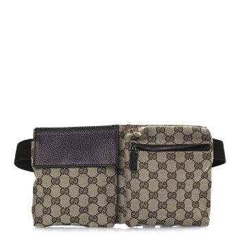 GUCCI GG Monogram Double Pocket Belt Bag Dark Brown