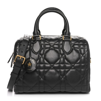 CHRISTIAN DIOR Calfskin Macrocannage Groove 25 Bag Black