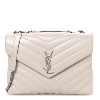 SAINT LAURENT Calfskin Y Quilted Monogram Medium Loulou Chain Satchel Blanc Vintage SAINT LAURENT Calfskin Y Quilted Monogram Medium Loulou Chain Satchel Blanc Vintage
