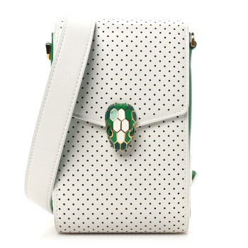BULGARI X CASABLANCA Calfskin Serpenti Forever Apres Vertical Pochette Tennis Green White BULGARI X CASABLANCA Calfskin Serpenti Forever Apres Vertical Pochette Tennis Green White