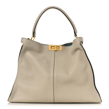 FENDI Cuoio Romano Selleria Bi-Color Large Peekaboo X-Lite Latte Laguna