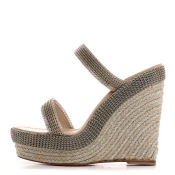 CHRISTIAN LOUBOUTIN Rope Chain Cadena 140 Platform Wedge Sandals 38 Silver Grezzo CHRISTIAN LOUBOUTIN Rope Chain Cadena 140 Platform Wedge Sandals 38 Silver Grezzo