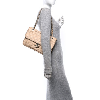 CHANEL Caviar Quilted Large French Riviera Flap Beige CHANEL Caviar Quilted Large French Riviera Flap Beige