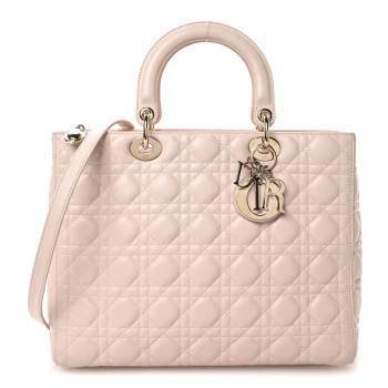 CHRISTIAN DIOR Lambskin Cannage Large Lady Dior Light Pink