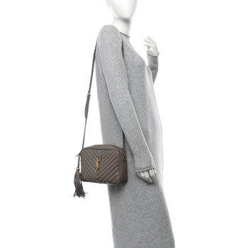 SAINT LAURENT Calfskin Matelasse Monogram Lou Camera Bag Dark Beige SAINT LAURENT Calfskin Matelasse Monogram Lou Camera Bag Dark Beige