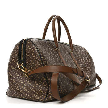 BURBERRY E-Canvas Monogram Duffle Bag Brown