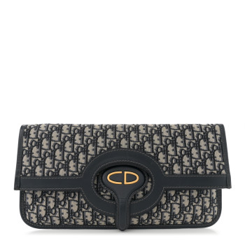 CHRISTIAN DIOR Oblique Fold Over Clutch Blue