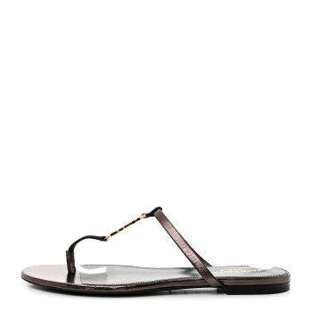 SAINT LAURENT Calfskin Cassandra Monogram Sandals 38.5 Bronze SAINT LAURENT Calfskin Cassandra Monogram Sandals 38.5 Bronze