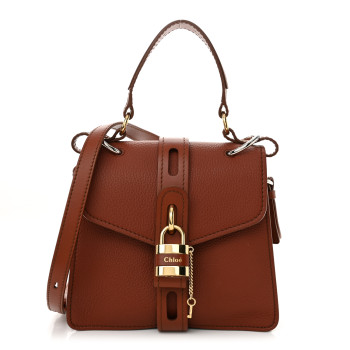 CHLOE Shiny Grained Calfskin Medium Aby Day Shoulder Bag Sepia Brown CHLOE Shiny Grained Calfskin Medium Aby Day Shoulder Bag Sepia Brown