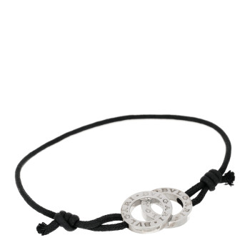 BULGARI Sterling Silver BVLGARI BVLGARI Interlocking Circles Adjustable Cord Bracelet Black BULGARI Sterling Silver BVLGARI BVLGARI Interlocking Circles Adjustable Cord Bracelet Black