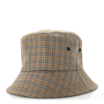 BURBERRY Technical Cotton Micro Check Bucket Hat L Archive Beige