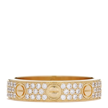 CARTIER 18K Yellow Gold Diamond 4mm LOVE Wedding Paved Band Ring 49 5