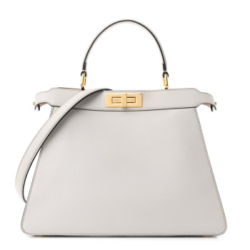 FENDI Vitello Seta Shiny Nappa Medium Peekaboo I SEE U Satchel  Ghiaia Light Rose