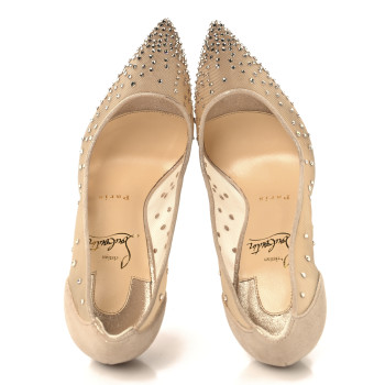 CHRISTIAN LOUBOUTIN Suede Silk Crystal Strass Follies 100 Pumps 36 Light Silk CHRISTIAN LOUBOUTIN Suede Silk Crystal Strass Follies 100 Pumps 36 Light Silk