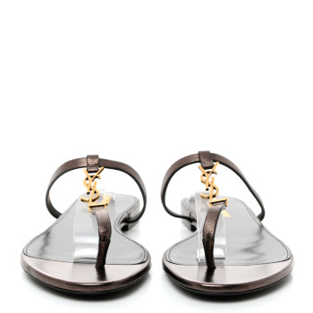 SAINT LAURENT Calfskin Cassandra Monogram Sandals 38.5 Bronze SAINT LAURENT Calfskin Cassandra Monogram Sandals 38.5 Bronze