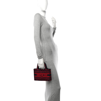 CHRISTIAN DIOR Canvas Embroidered Pop Heart I Love Paris Mini Book Tote Red Multicolor
