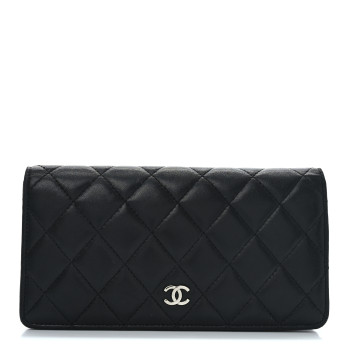 CHANEL Lambskin Quilted Yen Wallet Black CHANEL Lambskin Quilted Yen Wallet Black