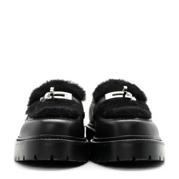 HERMES Calfskin Shearling Icone Loafers 37 Black HERMES Calfskin Shearling Icone Loafers 37 Black