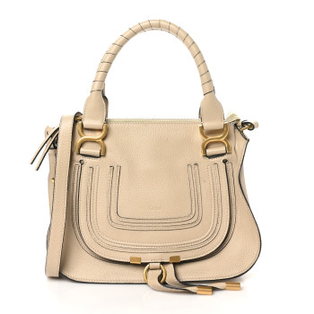 CHLOE Calfskin Small Marcie Satchel Root Beige CHLOE Calfskin Small Marcie Satchel Root Beige