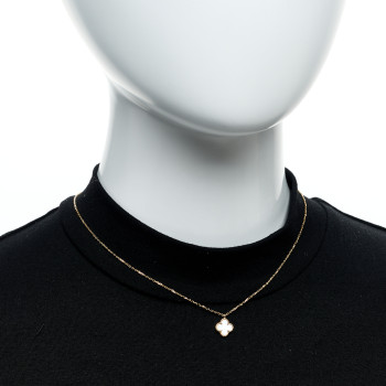 VAN CLEEF & ARPELS 18K Yellow Gold Mother of Pearl Sweet Alhambra Pendant Necklace
