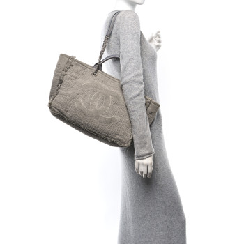 CHANEL Canvas Large Double Face Shopping Tote Gray CHANEL Canvas Large Double Face Shopping Tote Gray