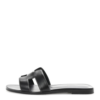 HERMES Box Calfskin Oran Sandals 39 Black HERMES Box Calfskin Oran Sandals 39 Black