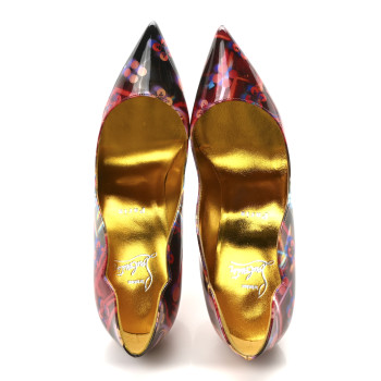 CHRISTIAN LOUBOUTIN Patent Discolaser Hot Chick 100 Pumps 37 Multicolor Lin Yellow CHRISTIAN LOUBOUTIN Patent Discolaser Hot Chick 100 Pumps 37 Multicolor Lin Yellow