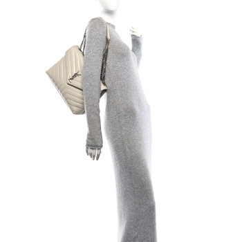 SAINT LAURENT Calfskin Y Quilted Monogram Medium Loulou Chain Satchel Blanc Vintage SAINT LAURENT Calfskin Y Quilted Monogram Medium Loulou Chain Satchel Blanc Vintage