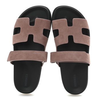HERMES Suede Goatskin Womens Chypre Sandals 39 Rose Antique HERMES Suede Goatskin Womens Chypre Sandals 39 Rose Antique