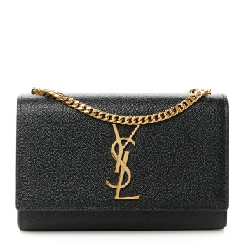 SAINT LAURENT Grain De Poudre Small Monogram Kate Satchel Black SAINT LAURENT Grain De Poudre Small Monogram Kate Satchel Black